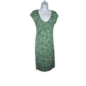 Boden Drapey Jersey Dress Green Floral‎ Cap Sleeve 12R 100% Lyocell